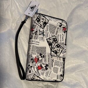Disney Mickey Mouse Black and White Wristlet with Red Accents